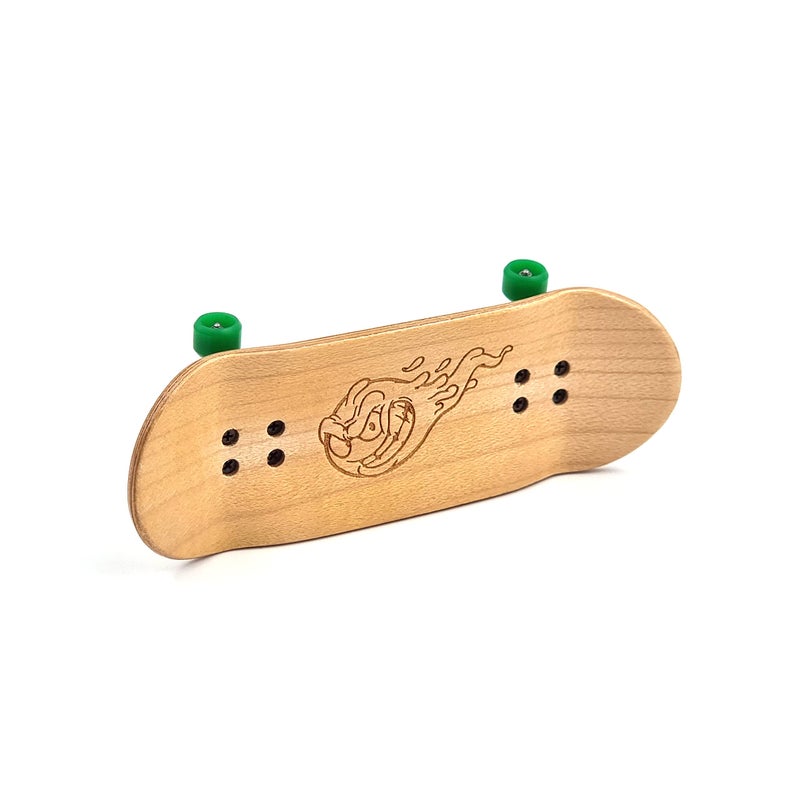 SPITBOARDS 34mm x 96mm Complete Pro Fingerboard Set-Up | Real Wood Deck | Pro Trucks with Lock-Nuts and Bushings | Polyurethane Wheels with Bearings | Round Emblem (Wood Version) - Image 2